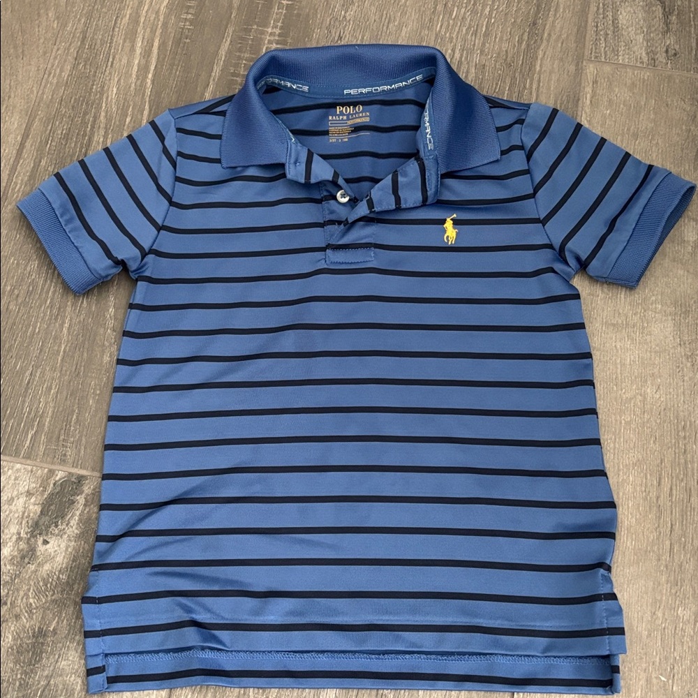Boys 3T Polo Ralph Lauren Blue Striped Polo Shirt( performance)
